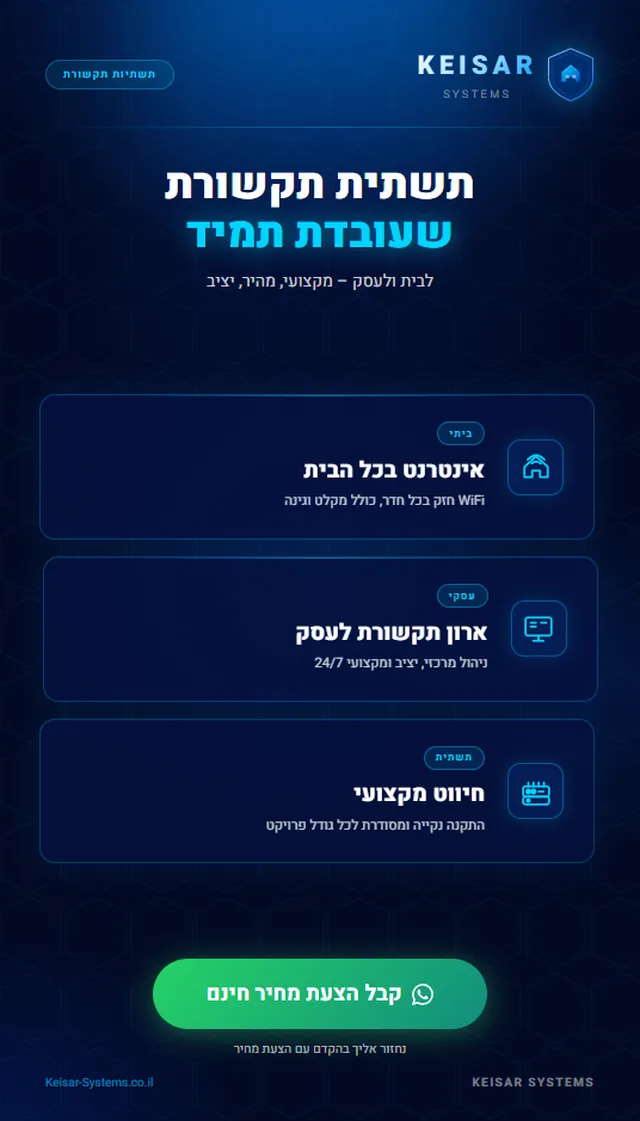 פרסום ממוקד לפתרונות תשתיות תקשורת